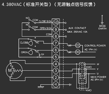 380VAC標(biāo)準(zhǔn)開關(guān)型<a href='http://www.jxeptri.com.cn/Product/diefa/diandongdiefa/' target='_blank'>電動(dòng)<a href='http://www.jxeptri.com.cn/Product/diefa/' target='_blank'>蝶閥</a></a>接線圖